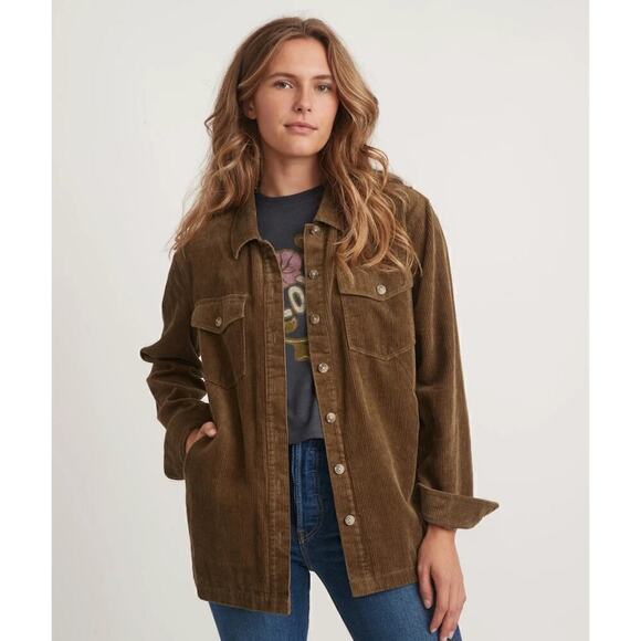 Marine Layer Jemma Overshirt Corduroy Trucker Jacket Military Olive Green NWT S - Picture 1 of 10